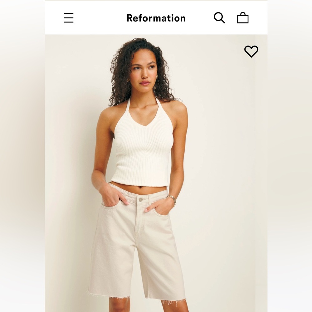 Reformation Raye Mid Rise Denim Jorts Fior Di Latte - Size 25